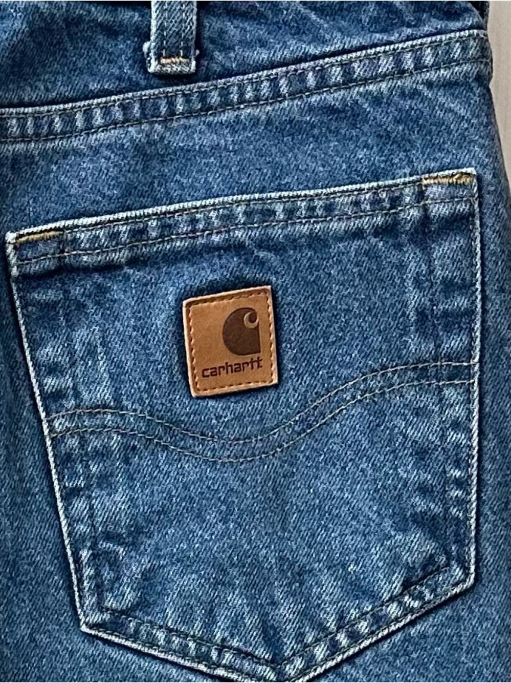 Vintage Carhartt B460 DVB Relaxed Fit Jeans 34x34 Dark Wash Workwear Distressed